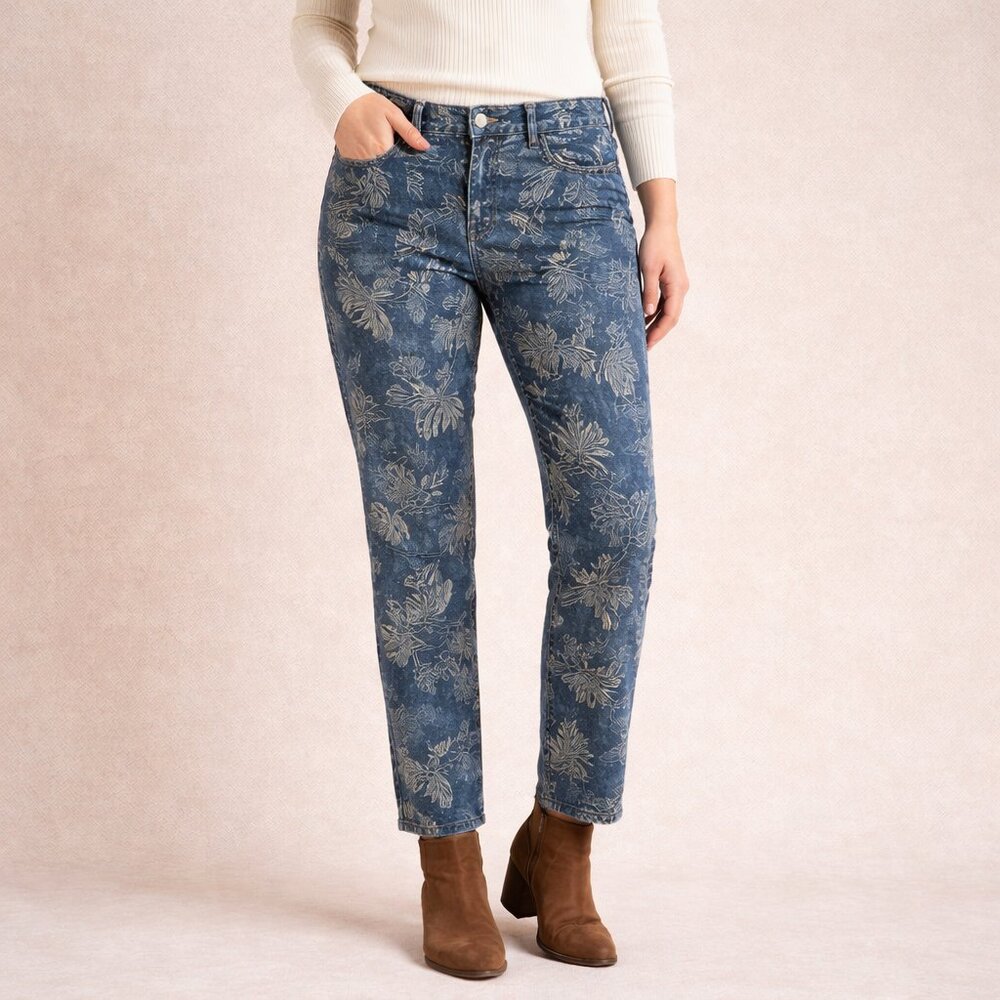 LRL Lauren Jeans Co Ralph Lauren Floral Print Modern Straight Ankle Jeans Sz 10